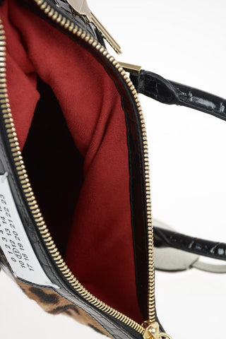 MM11 Leather HanBag with Ponyskin Details and Removable Shoulder Strap