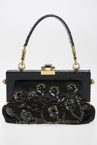 Mini Evening Bag con Ricami Gioiello e Profili in Pitone