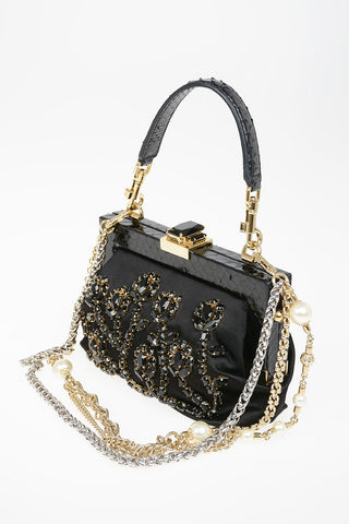 Mini Evening Bag con Ricami Gioiello e Profili in Pitone
