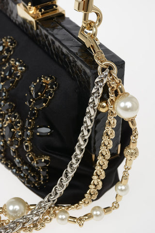 Mini Evening Bag con Ricami Gioiello e Profili in Pitone