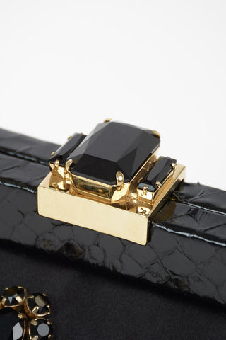 Mini Evening Bag con Ricami Gioiello e Profili in Pitone