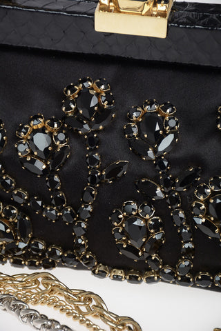 Mini Evening Bag con Ricami Gioiello e Profili in Pitone