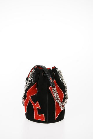 Suede MARIE JANE Bucket Bag with Removable Shoulder Chain