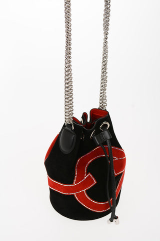 Suede MARIE JANE Bucket Bag with Removable Shoulder Chain