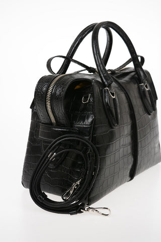 Printed Leather ANY MEDIUM Bowler Bag with Removable Shoulder Strap
