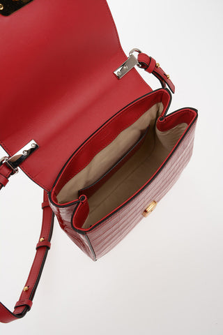 Printed Leather Messenger Bag with Adjustable Shoulder Strap