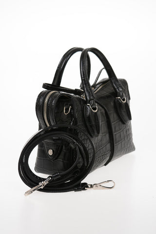 Leather Mini Bowler LUXURY Bag with Removable Shoulder Strap