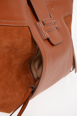 Leather Tote Bag with Suede Details