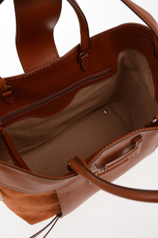 Leather Tote Bag with Suede Details