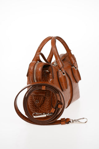 Leather Mini Bowler LUXURY Bag with Removable Shoulder Strap