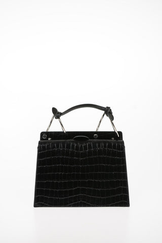 Printed Leather PHOEBE Top Handle Bag with Removable Shoulder Strap