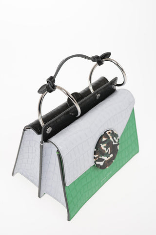 Printed Leather PHOEBE Top Handle Bag with Removable Shoulder Strap