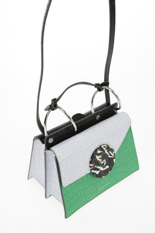 Printed Leather PHOEBE Top Handle Bag with Removable Shoulder Strap