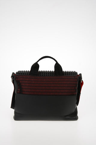 Leather LOUBICLIC Messenger Bag with Studs Applied