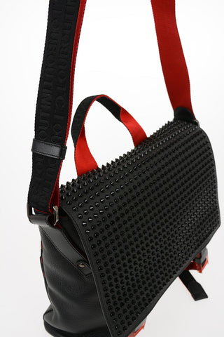 Leather LOUBICLIC Messenger Bag with Studs Applied