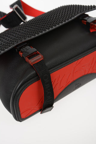 Leather LOUBICLIC Messenger Bag with Studs Applied