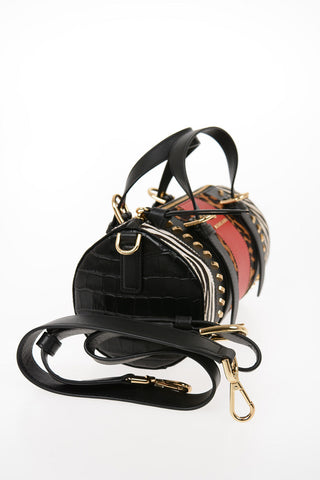 Leather and Printed Ponyskin STANTON Bowler Bag with Removable Shoulder Strap
