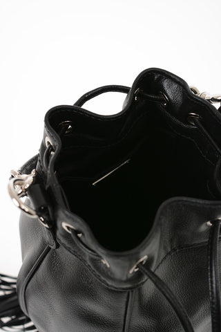 Mini Borsa Secchiello in Pelle con Manico Gioiello e Tracolla Removibile