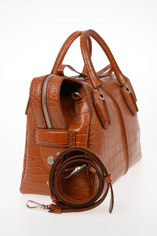 Printed Leather ANY Bowler Bag with Removable Shoulder Strap