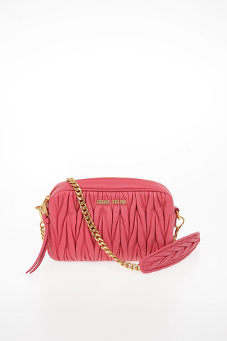Quilted Leather Camera Bag with Removable Shoulder Chain