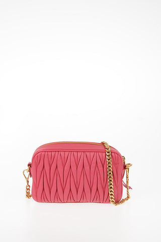 Quilted Leather Camera Bag with Removable Shoulder Chain
