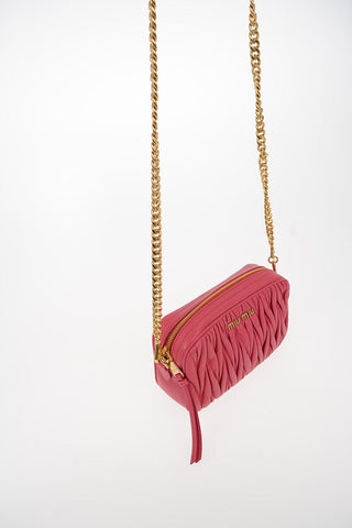 Quilted Leather Camera Bag with Removable Shoulder Chain