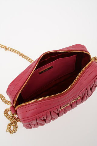 Quilted Leather Camera Bag with Removable Shoulder Chain
