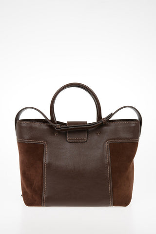 Leather Tote Bag with Suede Details