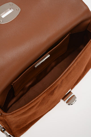 Suede Shoulder Bag with Removable Jewel Shoulder Chain