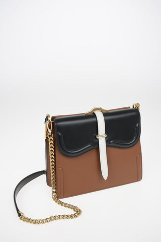 Leather Top Handle CITY Bag with Removable Shoulder Chain