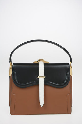 Leather Top Handle CITY Bag with Removable Shoulder Chain