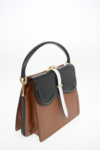 Leather Top Handle CITY Bag with Removable Shoulder Chain