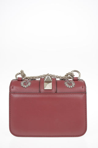 GARAVANI Leather Mini Crossbody Bag Wit Jewel Application and Removable Shoulder Chain 