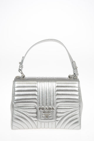 Metallic Soft Leather Top Handle Bag With Removable Shoulder Chain