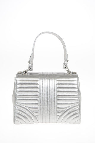 Metallic Soft Leather Top Handle Bag With Removable Shoulder Chain