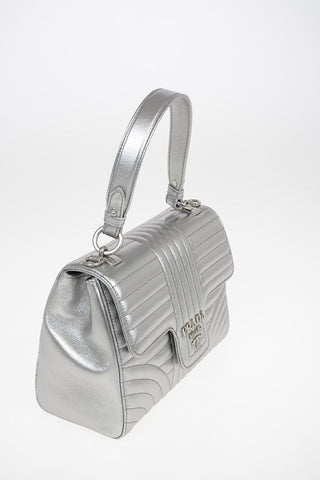 Metallic Soft Leather Top Handle Bag With Removable Shoulder Chain