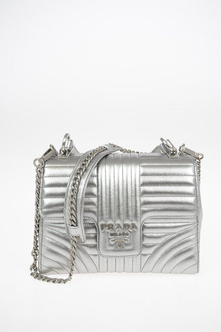 Metallic Soft Leather Top Handle Bag With Removable Shoulder Chain