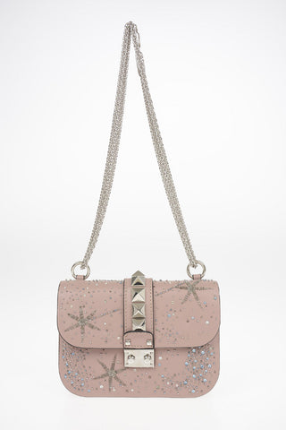 GARAVANI Leather Shoulder Bag with Jewel Application and Adjustable Shoulder Chain