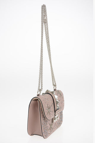 GARAVANI Leather Shoulder Bag with Jewel Application and Adjustable Shoulder Chain