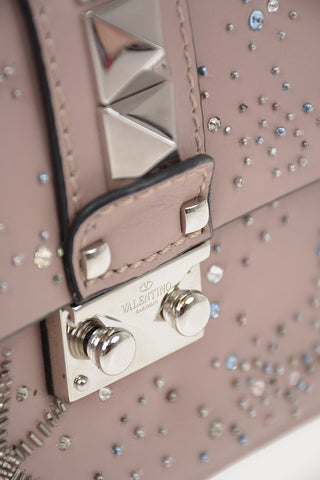 GARAVANI Leather Shoulder Bag with Jewel Application and Adjustable Shoulder Chain