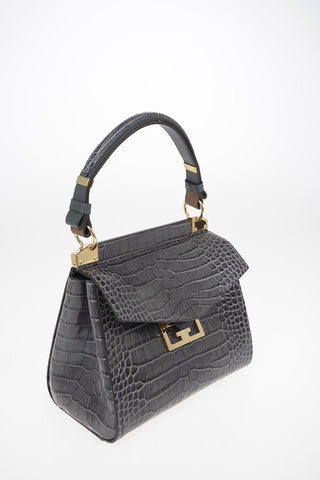 Croco Printed Leather MYSTIC Top Handle Bag with Removable Shoulder Strap