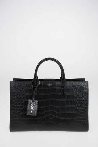 Croco Printed Leather JANE Tote Bag with Removable Shoulder Strap