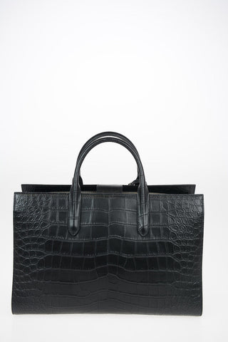 Croco Printed Leather JANE Tote Bag with Removable Shoulder Strap