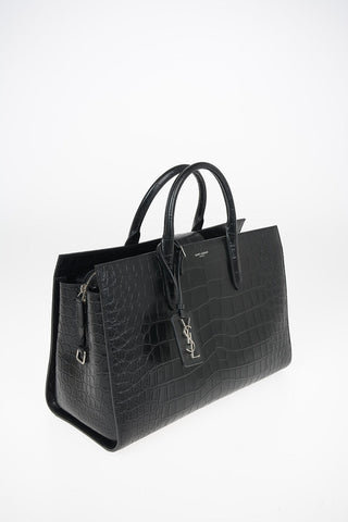 Croco Printed Leather JANE Tote Bag with Removable Shoulder Strap