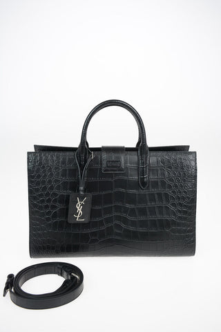 Croco Printed Leather JANE Tote Bag with Removable Shoulder Strap
