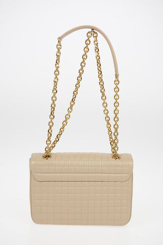 Quilted Leather Shoulder Bag with Adjustable Shoulder Chain