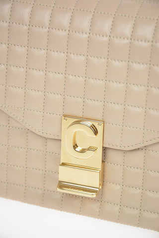 Quilted Leather Shoulder Bag with Adjustable Shoulder Chain