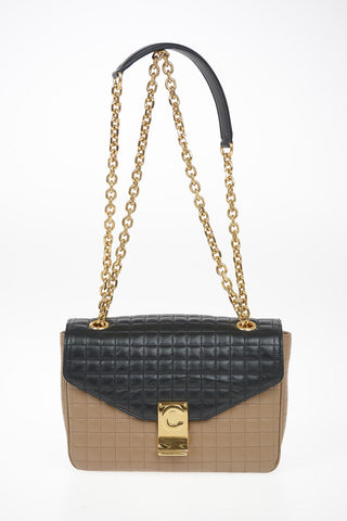 Quilted Leather Shoulder Bag with Adjustable Shoulder Chain