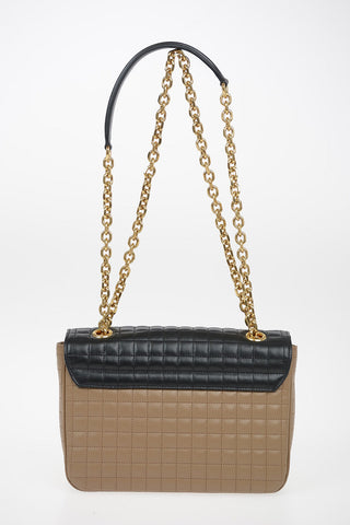 Quilted Leather Shoulder Bag with Adjustable Shoulder Chain