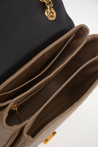 Quilted Leather Shoulder Bag with Adjustable Shoulder Chain
